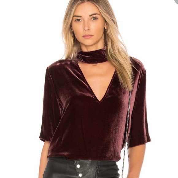 Theory Slit Collar V Neck Top in Dark Currant - Picture 1 of 3